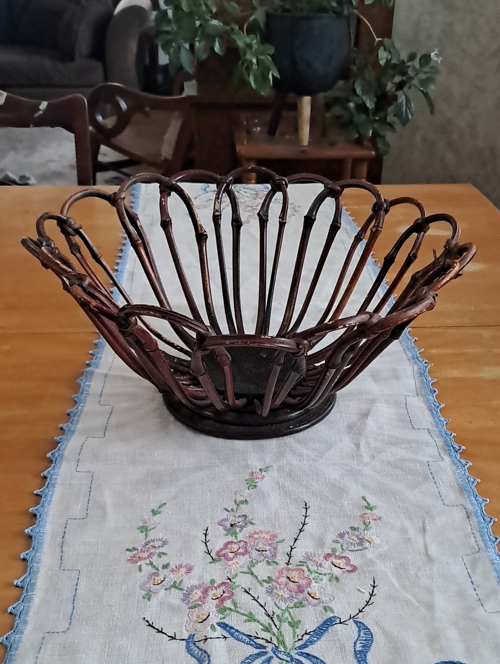 Brown Wicker Decorative Bowl Basket - Rustic Accent